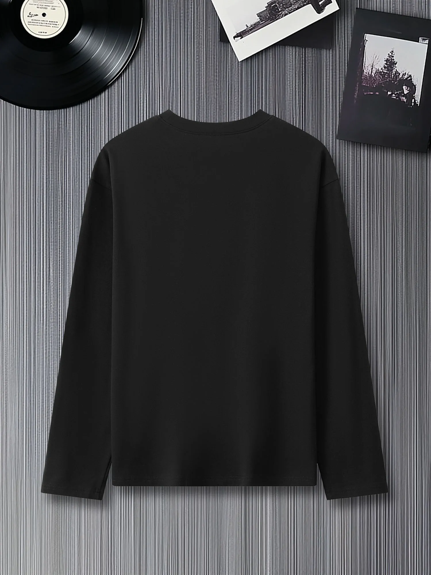 Mens Plus Size 100% Cotton Long Sleeve T Shirt Crew Neck Simple Mountain Peak Print Comfortable Versatile Casual Base Tee Autumn view 6