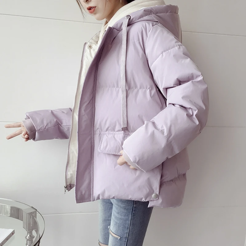  New Loose Thickened Hooded Cotton Coats Parkas Down Jackets Women Winter Clothes Coat Bubble Short Puffer Jacket Streetwear