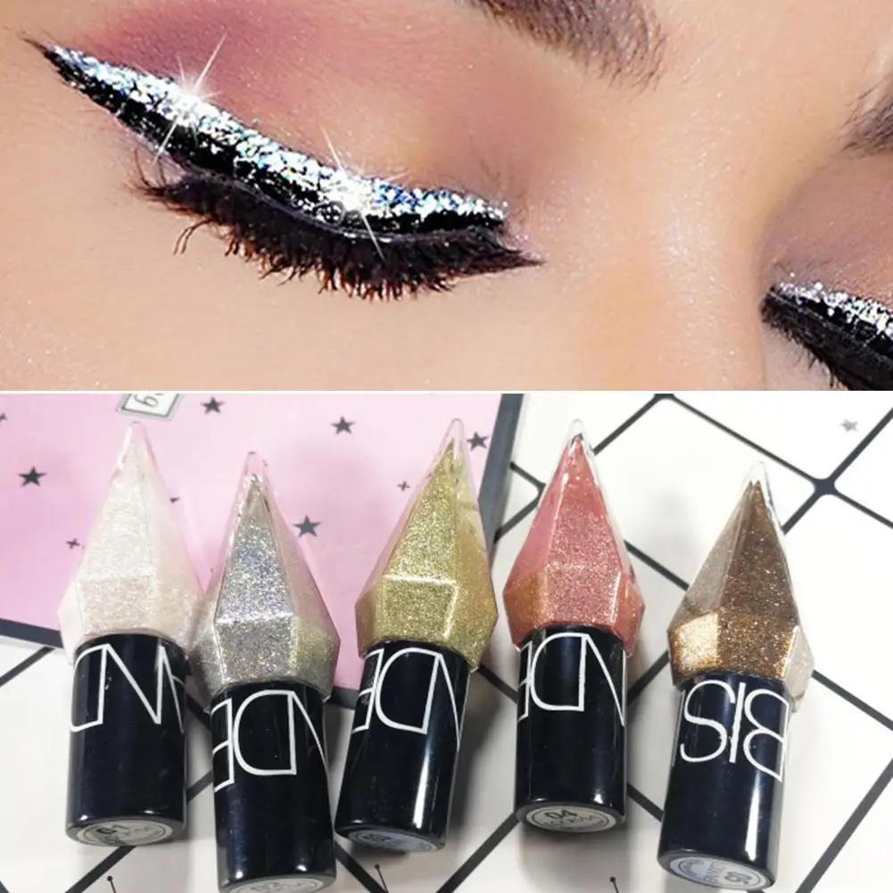 Glitter Eyeliner Liquid Eye Shadow Pearlescent Diamond Sequins Mini Fine Eye MakeUp Brush Smooth Liquid Eyeliner Shadow Shi J3D1