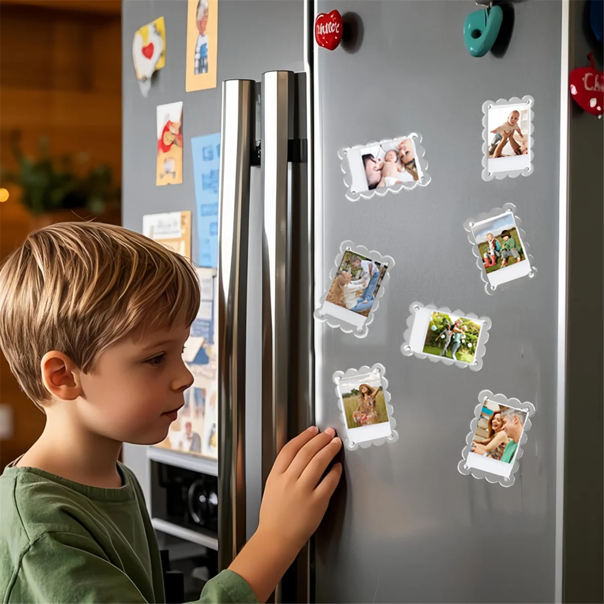 NEU 10er-Pack 2,36 x 3,54 Zoll Acryl-Kühlschrankmagnetrahmen gewellt, doppelseitiger Rahmen, Kühlschrankmagnet-Bilderrahmen