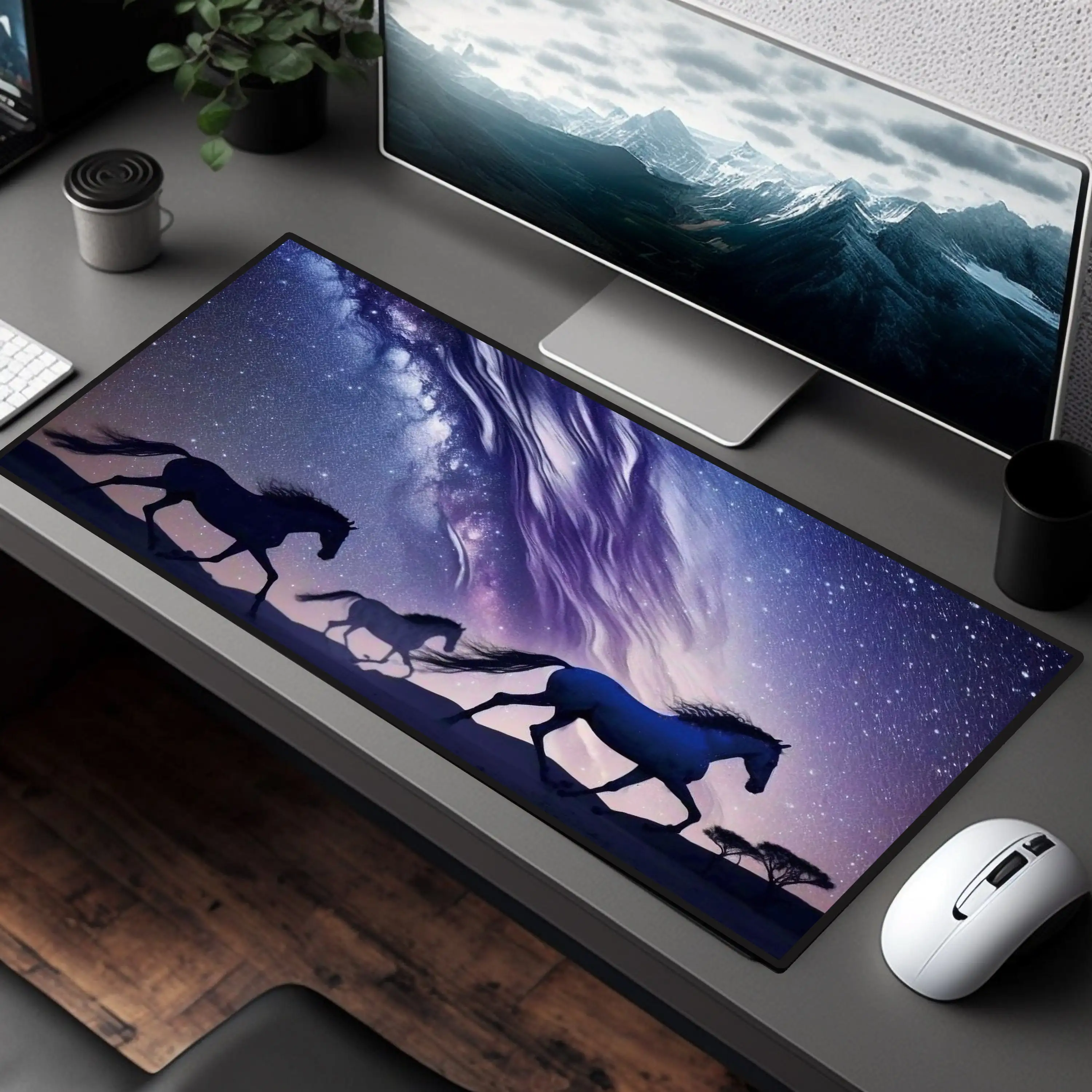 Purple Horse Dream Desk Mat, Non-slip Waterproof Mouse Pad, Office and Gaming Desk Decor Mat, Perfect Gift for Friends.