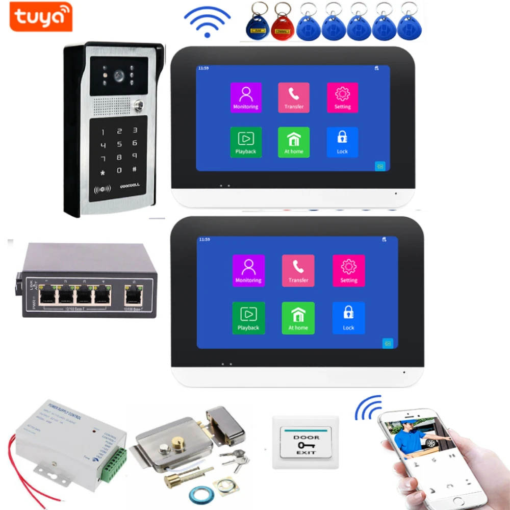 

Tuya Smart 7 inch 1080P WiFi Phone Video intercoms for Home 1/2 indoor Monitor Doorbell Night Vision HD Camera Outdoor System