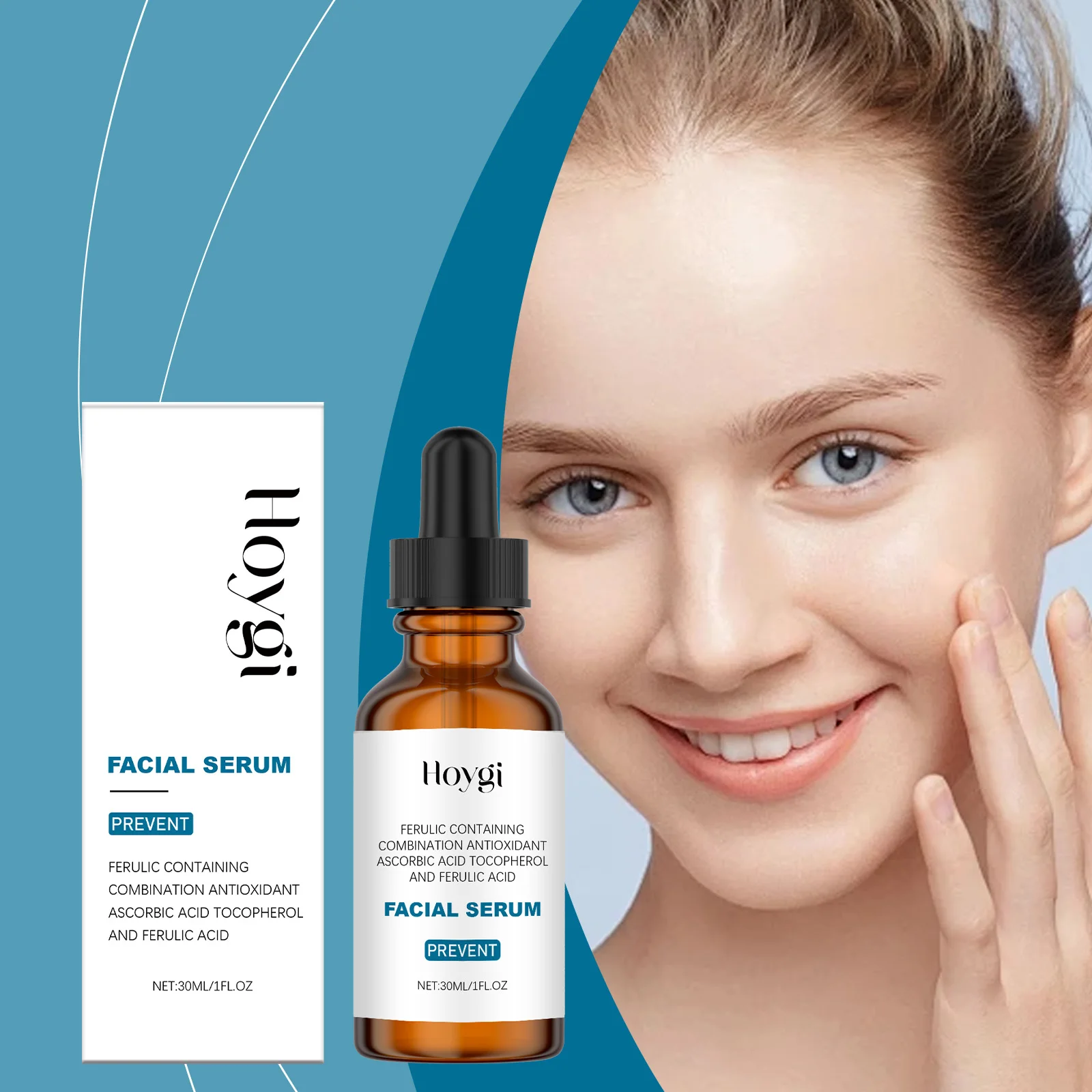 Sérum à l'acide ferulique avec vitamine C & E - Sérum visage antioxydant de 1 oz pour anti-âge et éclaircissant la peau