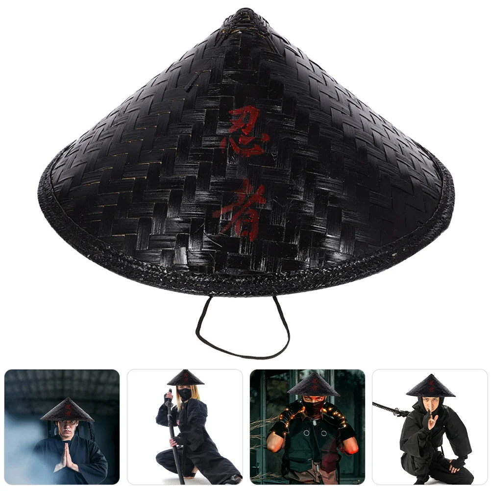 

2pcs Bamboo Woven Japanese Ninja For Cosplay Party Stage Performance Sun Hat Asian Cone Cap Traditional Rice Hat Decor Fishing