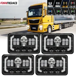 4x6 inch Truck Conversion skull Headlight 12v 24V DRL 300W Hi-Lo Beam Halo For motorcycle SUV Truck Lamp