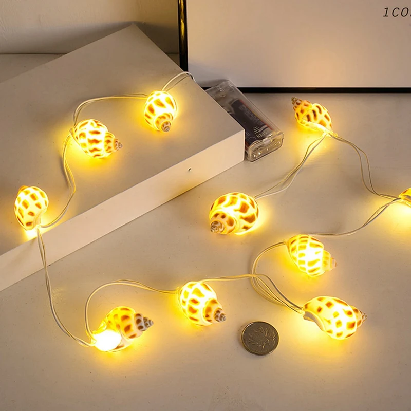Luci a stringa a tema spiaggia, conchiglie e conici a LED, luci Decorative, luci natalizie e luci d'atmosfera