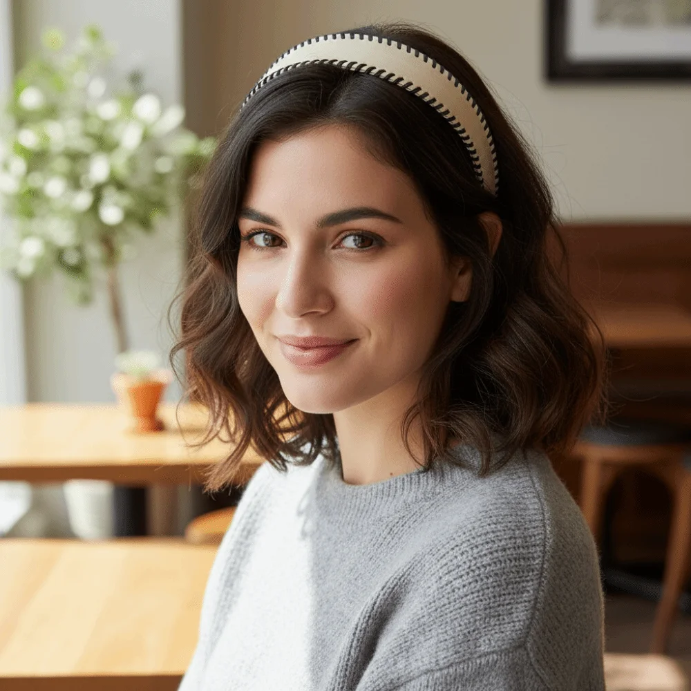 

Hair Accessories Solid Color Leather Headband Korean Style Headwear Women Hair Hoop Coffee Non-Slip Wide Edge Hairband Lady