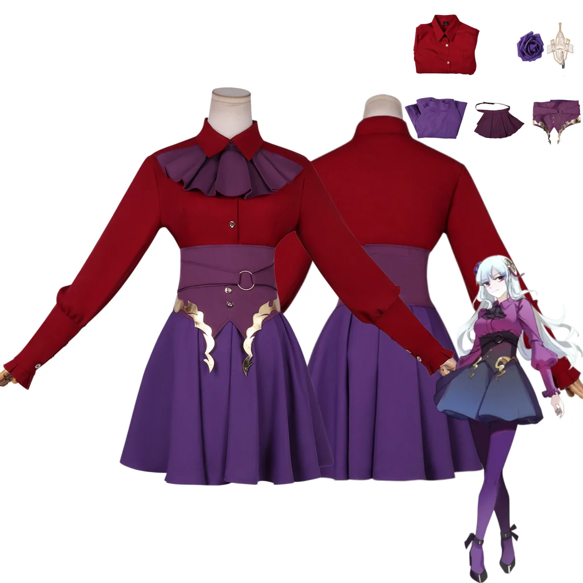 

Game Fate/Grand Order Archer Ishtar Cosplay Costume Crimson Shirt Uniform Skirt Wig Woman Sexy Carnival Halloween Suit