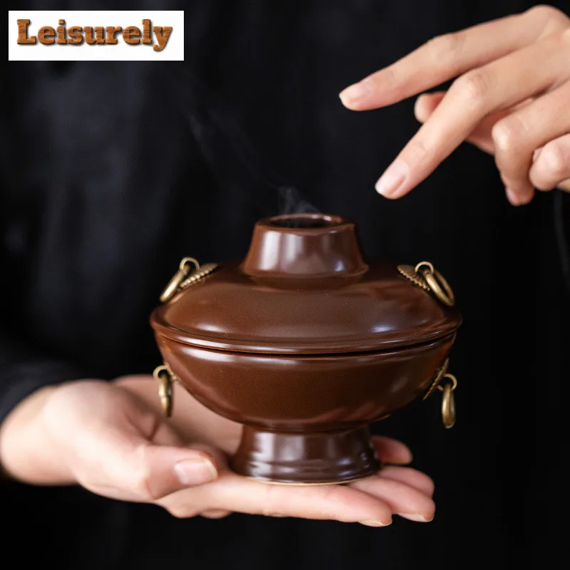 Ceramic Imitation Hot Pot Incense Holder Incense Waterfall Incense Burners Meditation Censer Tea Services Accessories Ornaments