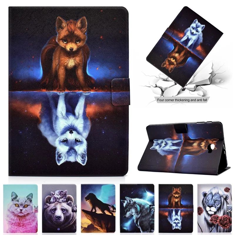 サムスンギャラクシータブA 10.1 2016、t580、t585、オオカミ、キツネ、動物、a6, 10, 1, 2016のタブレットカバー