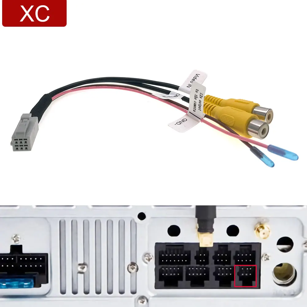 6 Pin Car Radio Unlock Front And Rear Camera RCA Wire Harness Cable Adapter Wiring Connector Android Player