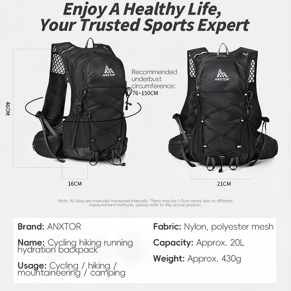 Outdoor Lightweight Backpack 20L Trail Running Backpack Cycling Bag Mountaineering Backpack Hiking Backpack Hydration Backpack