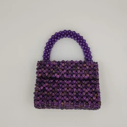 New Fashion Purple Beaded Handwoven Women's Bag Ins High End Personalized Evening Ladies Handbag Customized Finished Product