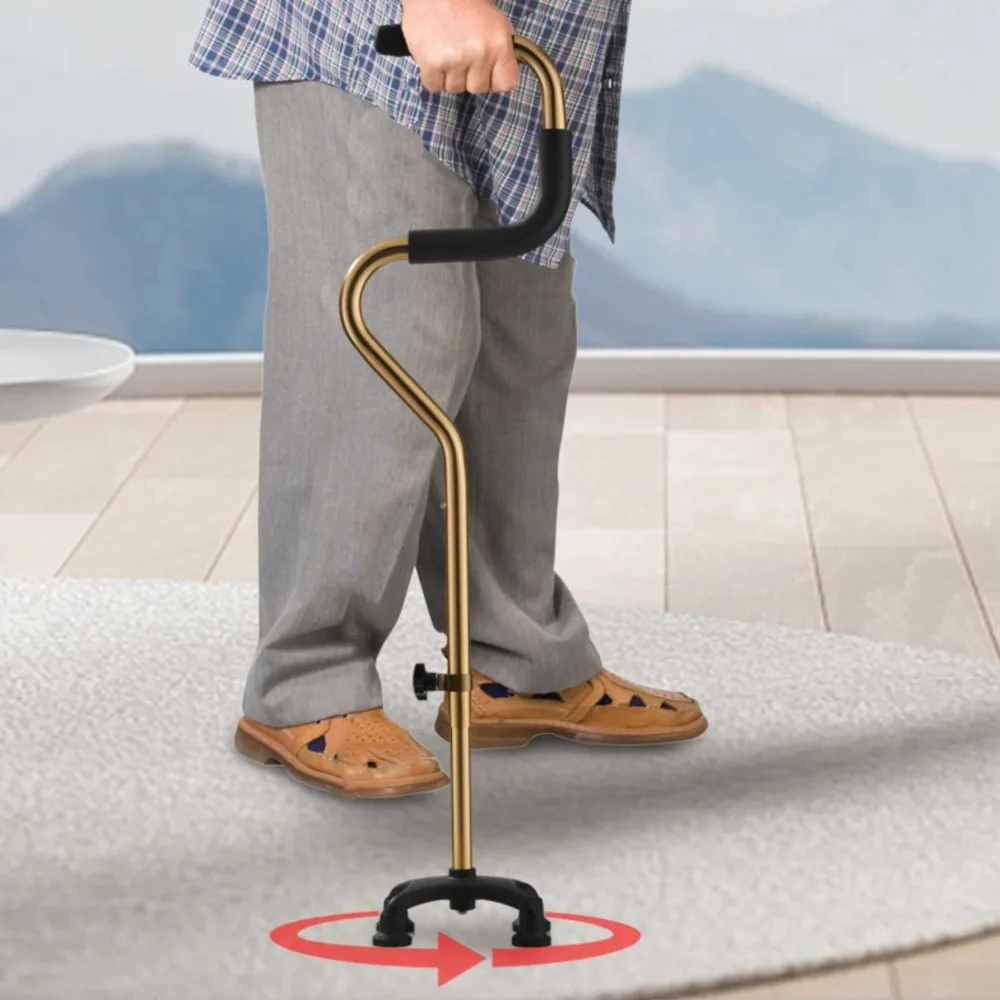 

Телескопическая четырехногая трость из алюминиевого сплава, надежная трость для пожилых людей, трость для мам, пожилых людей и отцов.