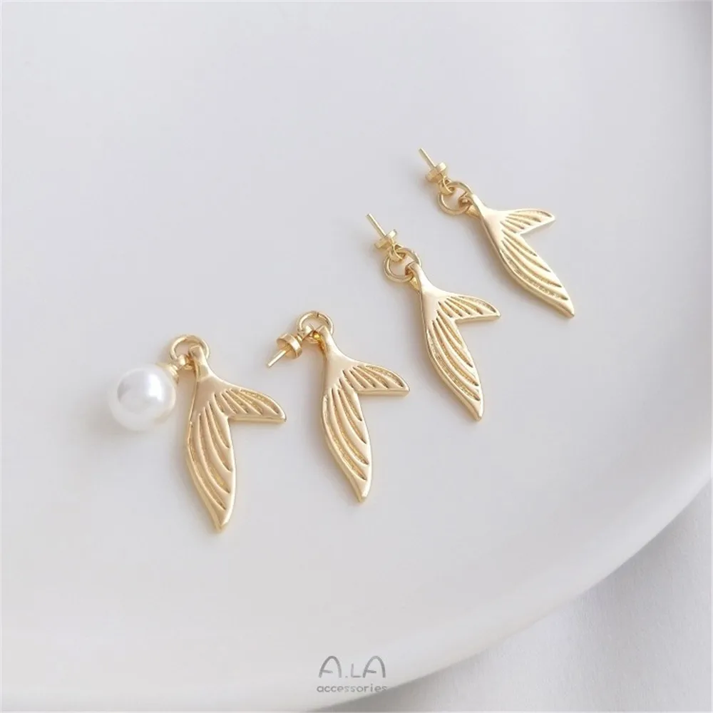 Color Preservation 14K Goldfish Tail Pendant Pendant Mermaid Tail Pendant Handmade Diy Bracelet Necklace Jewelry Charm