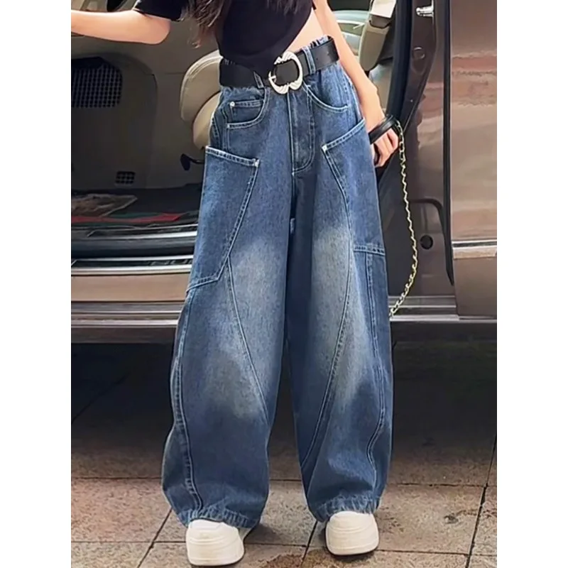 American Autumn Kids Girls Jeans UNITIM Young Teens Girls Girls Denim Pants Loose Versatile 4-14Yrs Junior Girls Straight Pants – Detail 7