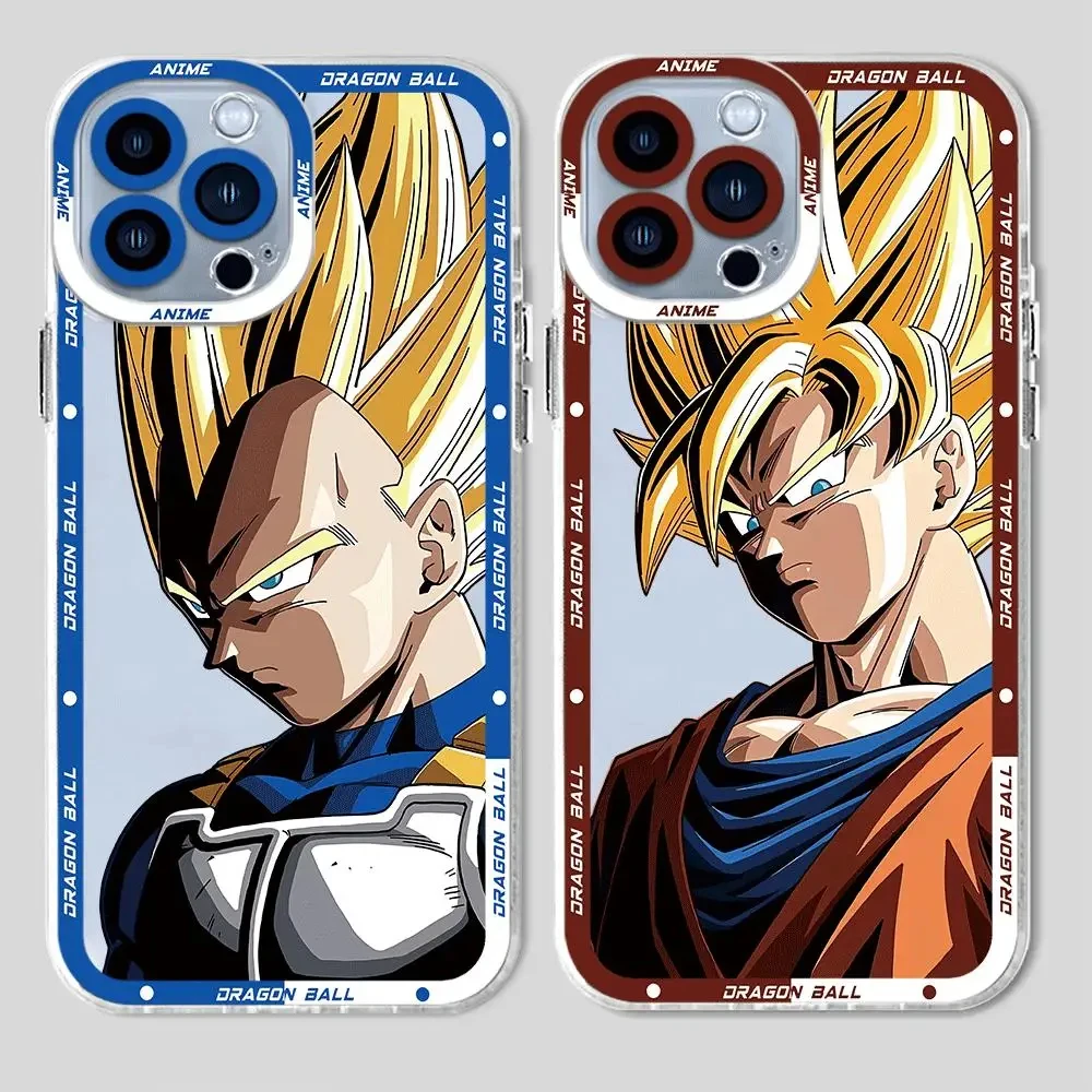 New MINISO D-Dragon Ball Z Cartoon Phone Case For iPhone 15 14 13 11 12 PRO MAX XS XR 7 8 PLUS Anti Drop Transparent Phone Case