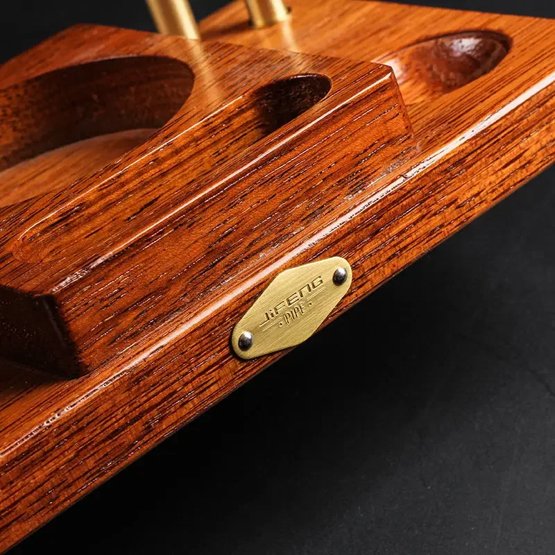 Include Tobacco Jar/Cigar Herb Container,Smoking Accessories Wooden Tobacco Pipe Stand,For 2 Smoking Pipes Rack Holder