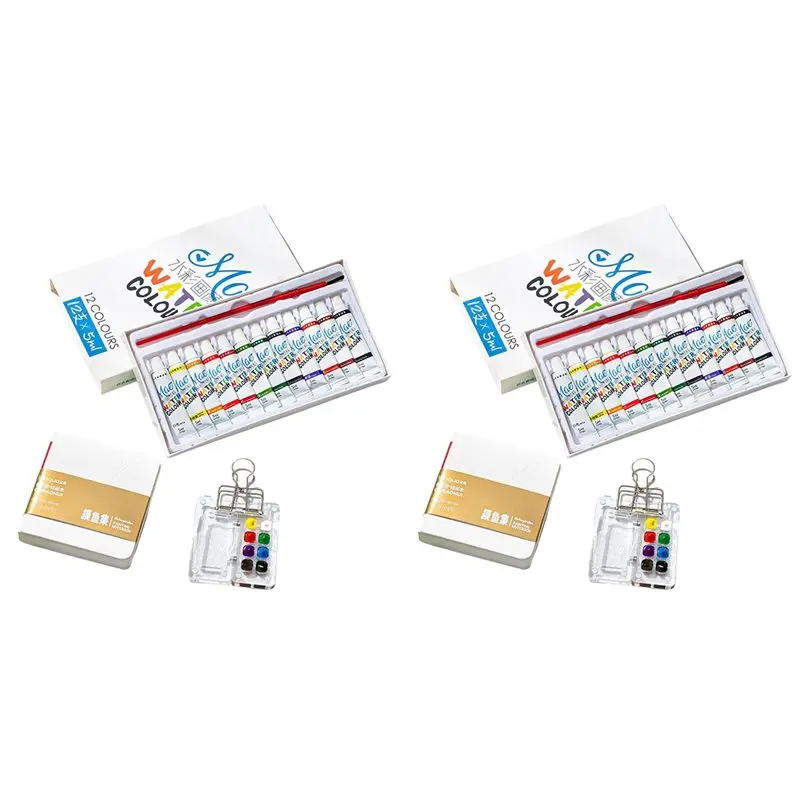 2025 Trend 2X Travel Ready Paint Palette Bundle, Mini Travel Paint Palette Acrylic, Paint Palette Mini With Binder Clips,C
