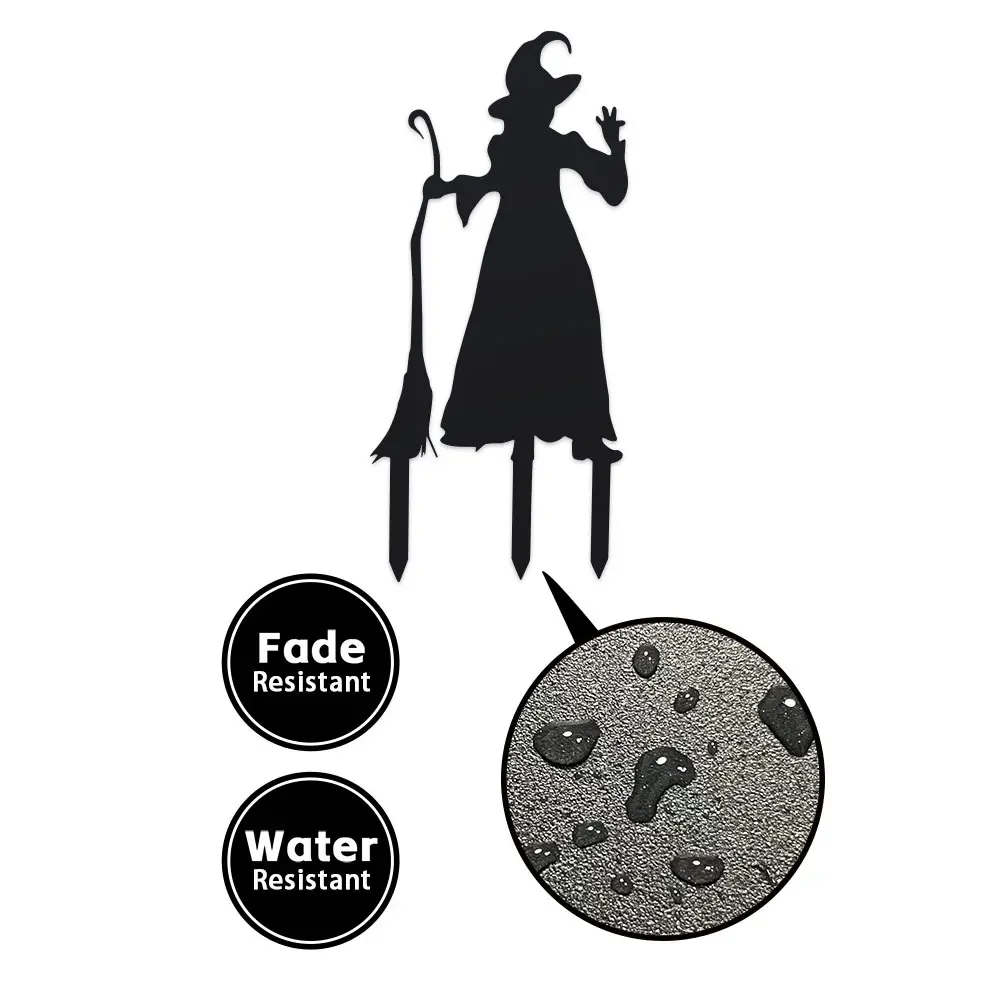 Halloween Decor, Suitable for Outdoor Lawn, Patio, and Garden-Perfect for Garden Decor Classic Witch Silhouette Garden Stakes