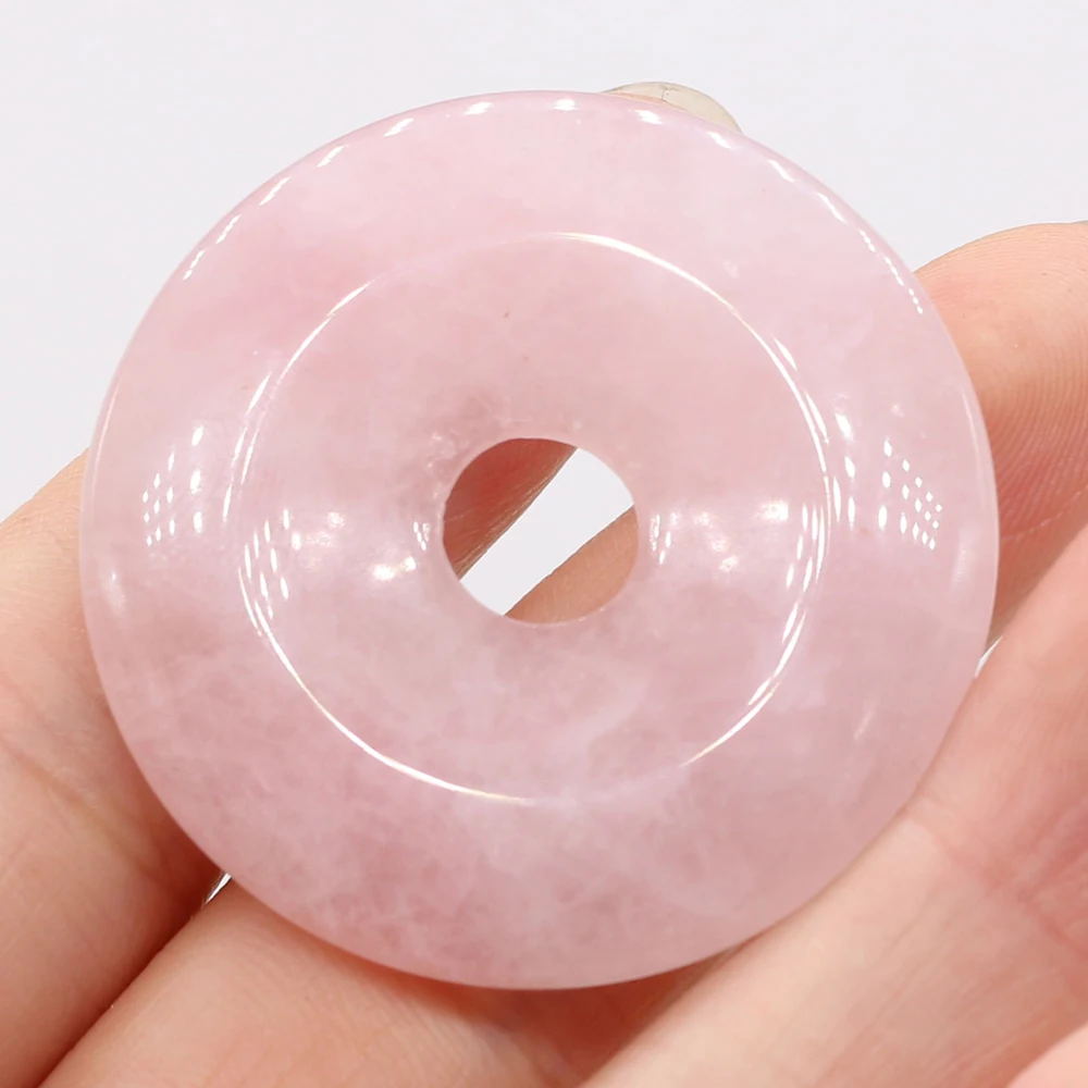 Natural Stone Gem Round Semi-hole Beads Pendant Crafts Retro OL MakingDIY Necklace Bracelet Jewelry Charm Gift Party1PCS 40x40mm