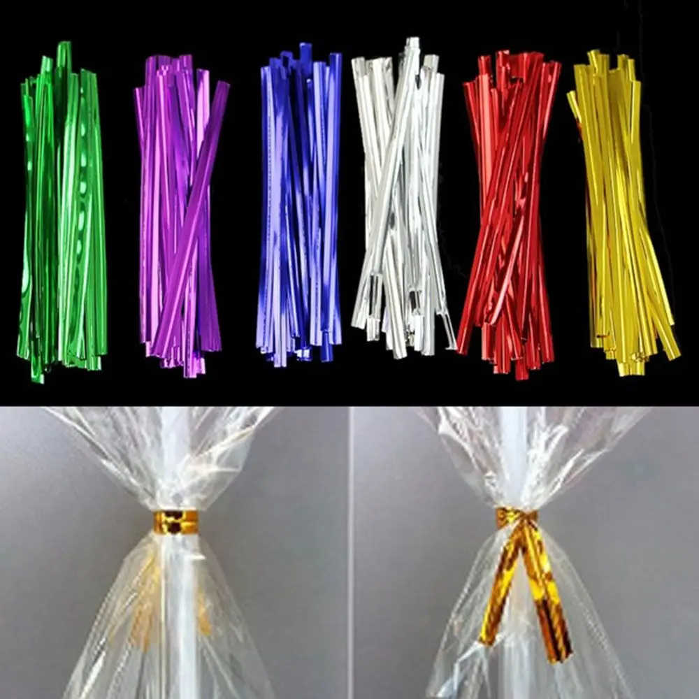 800PCS New Metallic Twist Ties Wire Cellophane Bag Pack Sealing Steel Baking Wrapping Ligation Party