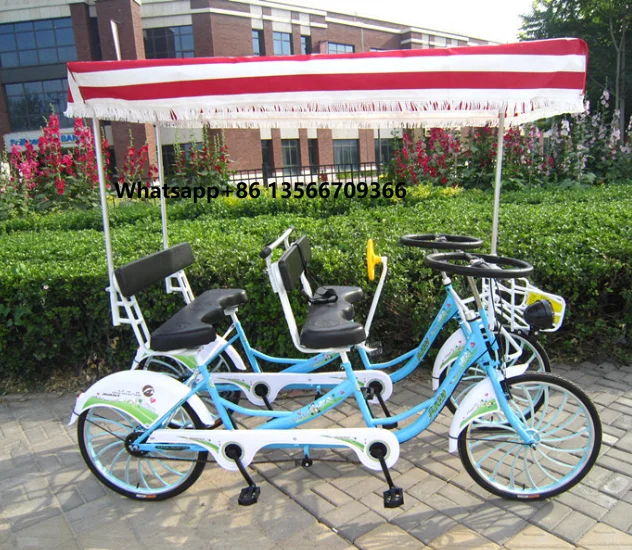

Family Sightseeing Bicycle for 4wheels tandem Bike/aluminum Alloy Rim 4 Persons Surrey Bike