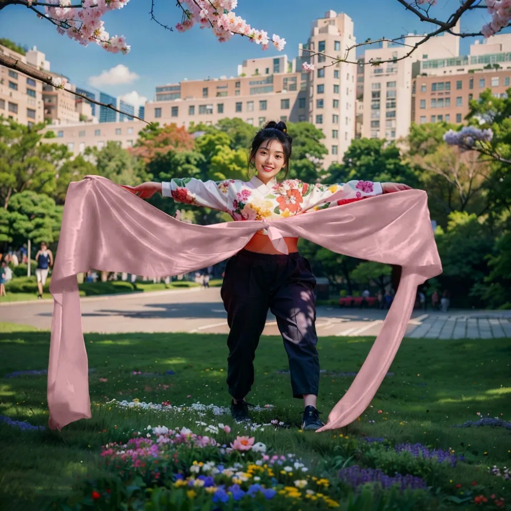 

New Silk Fabric Performance Dance Ribbons Solid Color 300*36CM Various Dance Ribbons Waist Drum Props