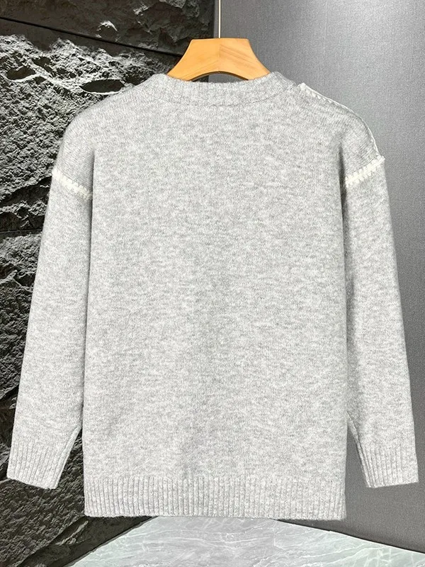 

Модный теплый трикотаж Thiened для мужчин, повседневный пуловер с длинным светом, круглый пуловер, молодежный модный осенне-зимний Ne...