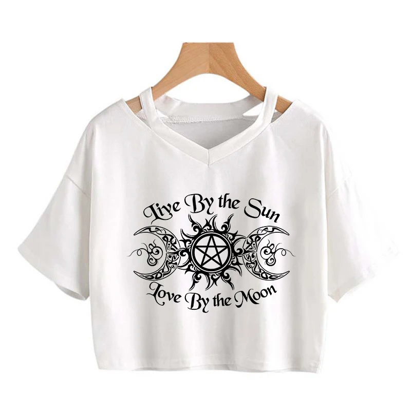 

Women's Goth Harajuku T-Shirts Streetwear Tee Creative Geometric Pattern Printing Vintage Crop Top Y2K Popular Aesthetics Summer