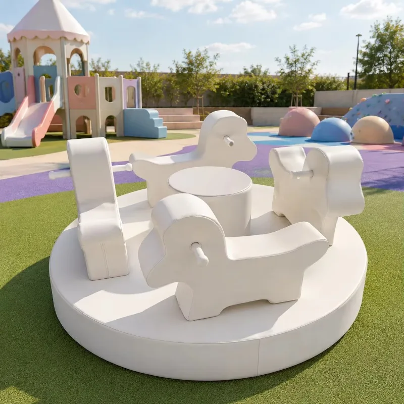 Soft carousel children's sensory rotating rides with handles, suitable for children's playground activities