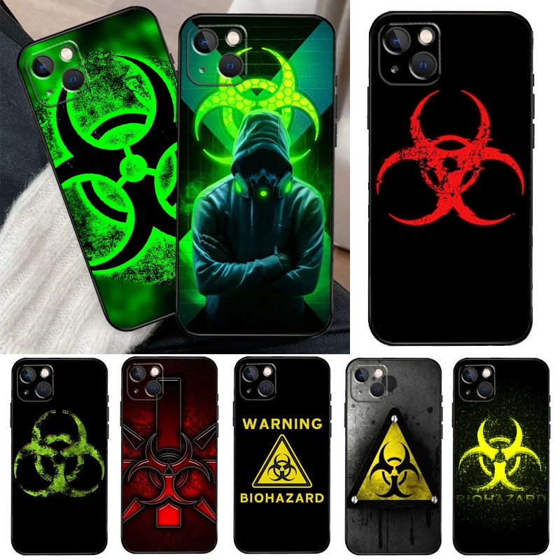 Biohazard Symbol Phone Case For iPhone 16 15 14 Pro Max Plus 11 12 13 Pro Max XS 6 12 13 Mini Cover Shell