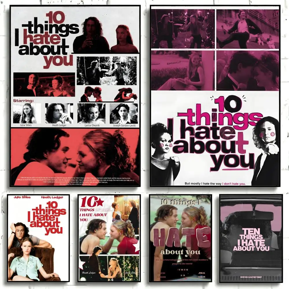 Movie 10 Things I Hate About You Poster Self-adhesive Art Waterproof Paper Sticker Coffee House Bar Room Wall Decor