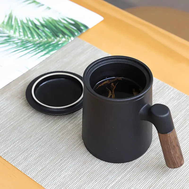 450ml Tea Cup Ceramic Household Filter Tea Separation Mug with Lid Office Tea Infuser Cup Chinese Style Cup Delicate Cup