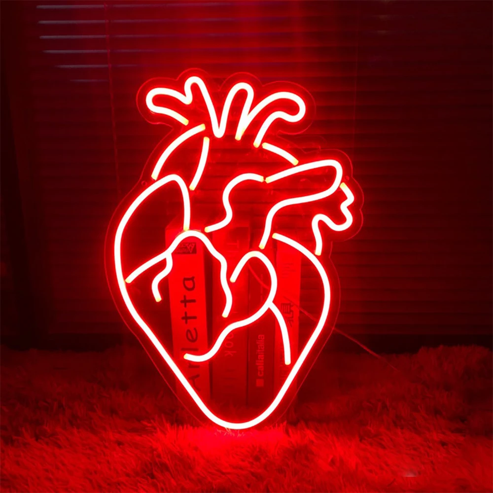 Human Heart Custom Neon Sign LED Light Bar Bedroom Office Store Wall Decoration LED Neon Art Wall Hangings Signboard Lamps