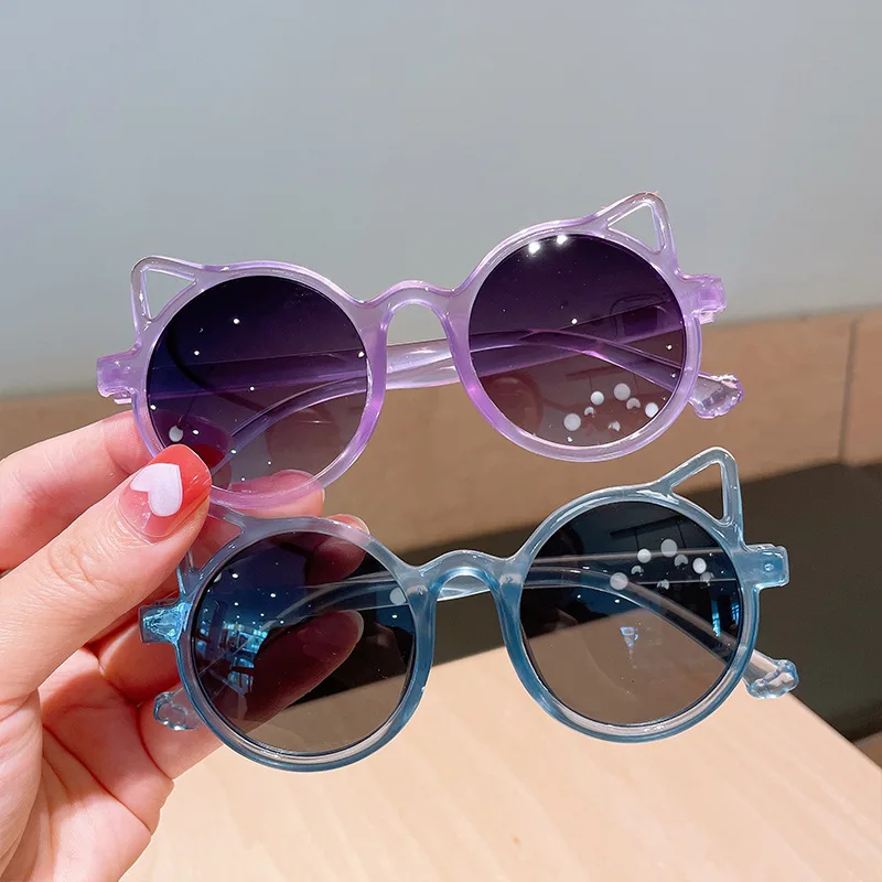 

Children Vintage Little Cat Shaped Sun Glasses Trendy Kids Fashion Sunglasses Cute Outdoor Sunshade Eyewear Girl Shade Glasses