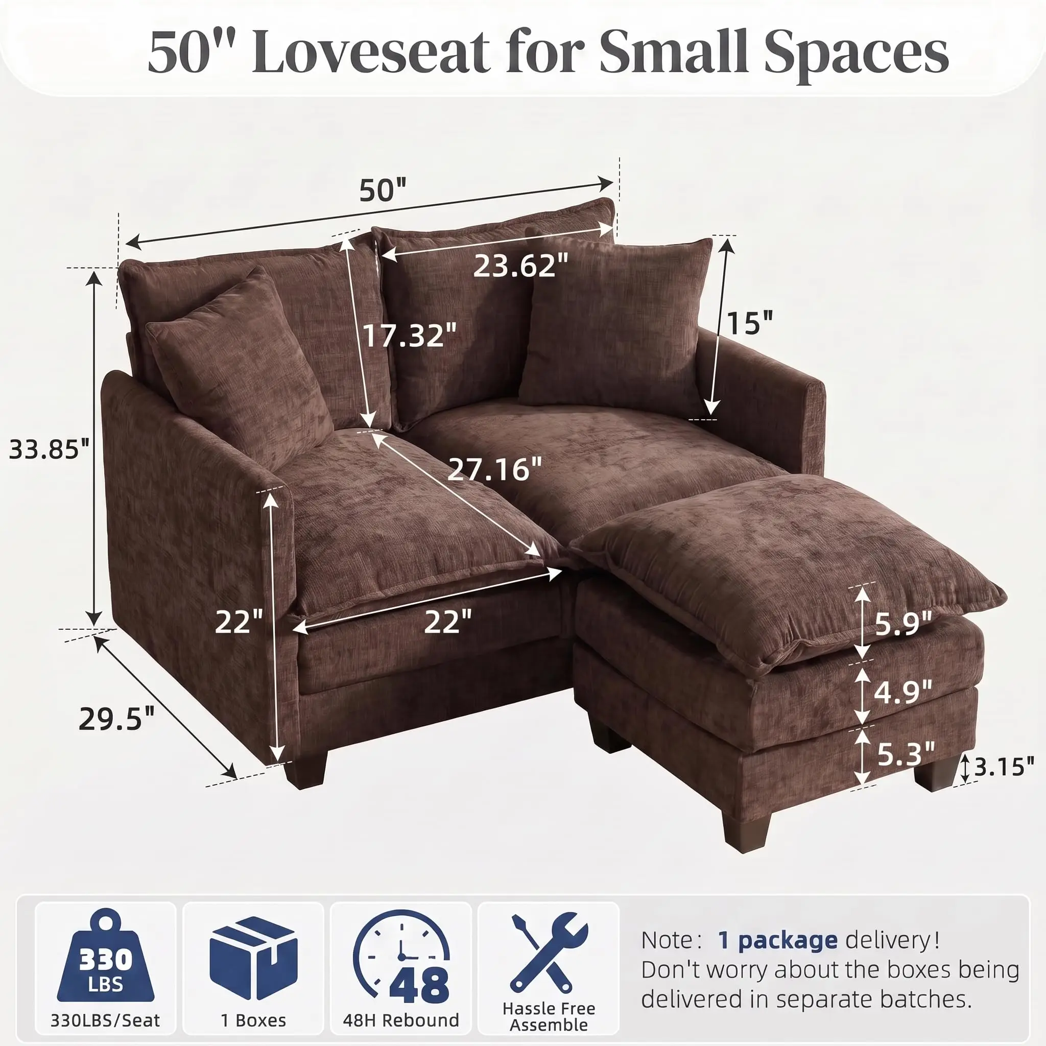 2-Seater Loveseat a with Ottoman, 27