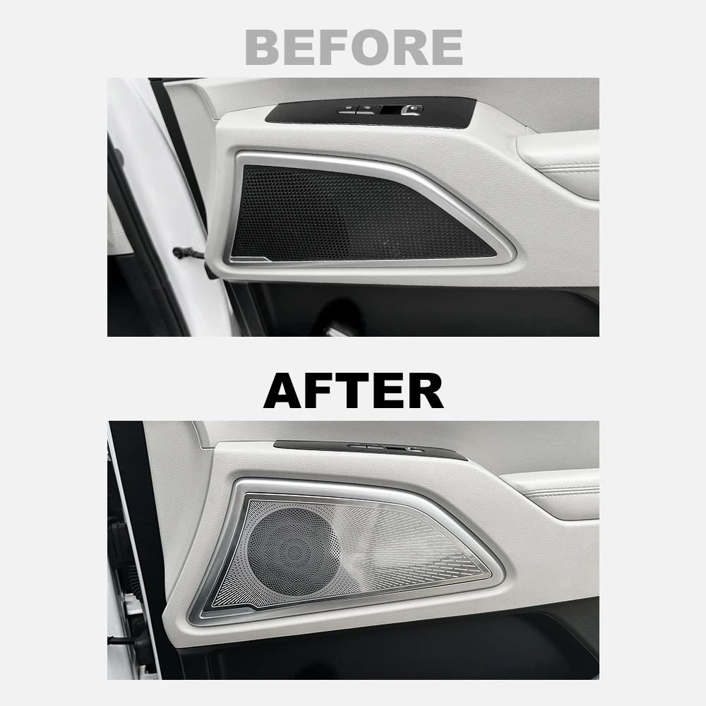 

For Kia Telluride 2020-2025 4PCS Silver Stainless Steel Car Door Speaker Decoration Covers Trim Accessories