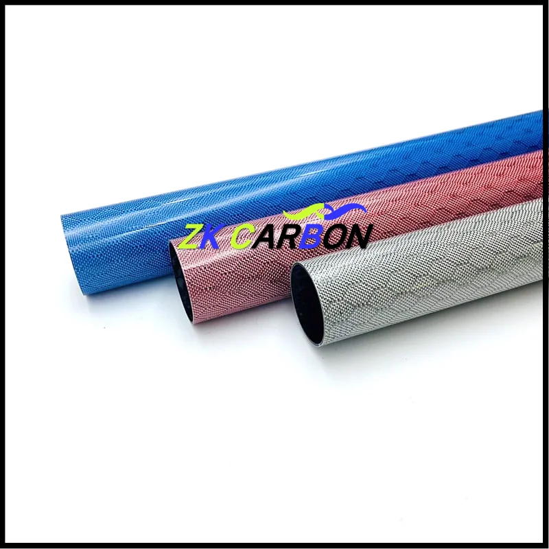 Colored Carbon Fiber Tube 1000mm for RC Drone Parts Glossy Blue Silver Pink OD 8-30mm 3K Hardness Composite Material