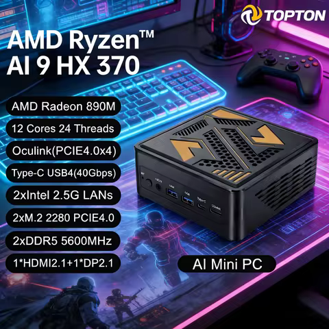 Topton AMD Ryzen AI 9 HX 370 7 H 255 7840HS OcuLink Mini PC Gamer USB4.0 2x2.5G LAN 2xPCIe4 Mini NUC Computer Windows 11 WiFi6E