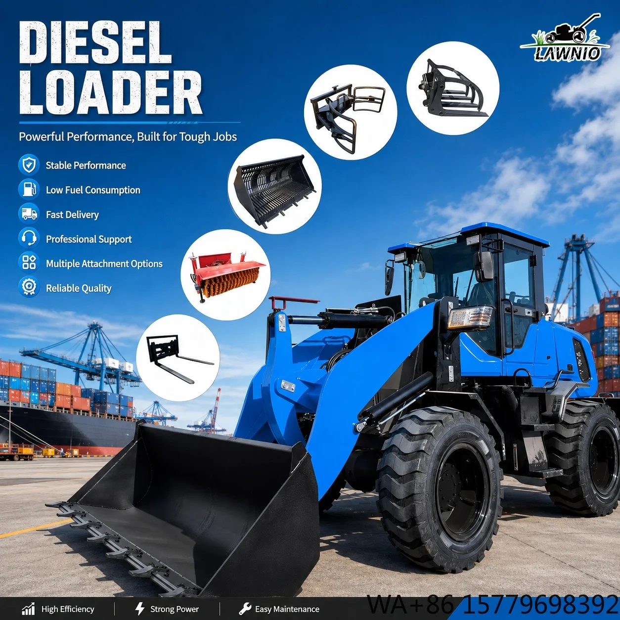 In Stock  Loader  Heavy Duty Hub Reduction Axle and Strong  Power for Sand and Gravel Yard Wheel Loader