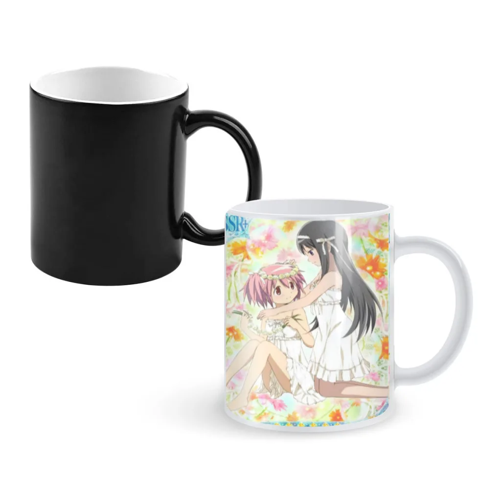 

Puella Magi Madoka Magica Heat Sensitive Color Changing Mug 11OZ Ceramic Coffee Cup Magic Cup Heat Changing Coffee Mug