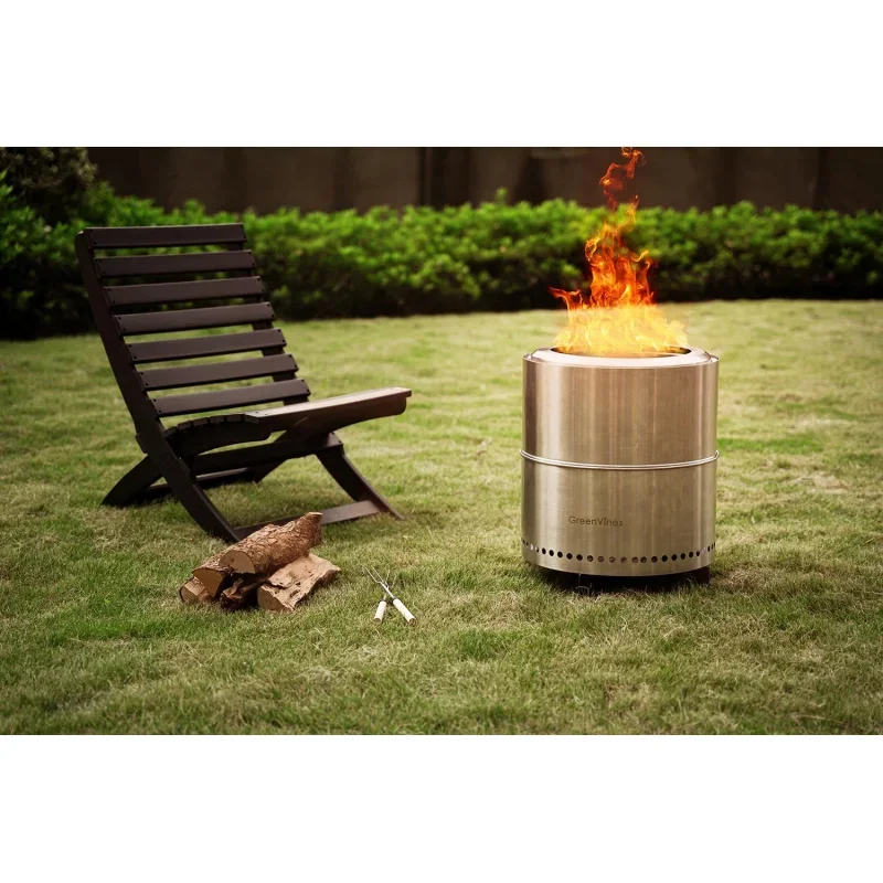 Smokeless -- pit | 15-inch | 304 stainless-steel-| portable pits with stand camping | bag & Sticks & holders | solo