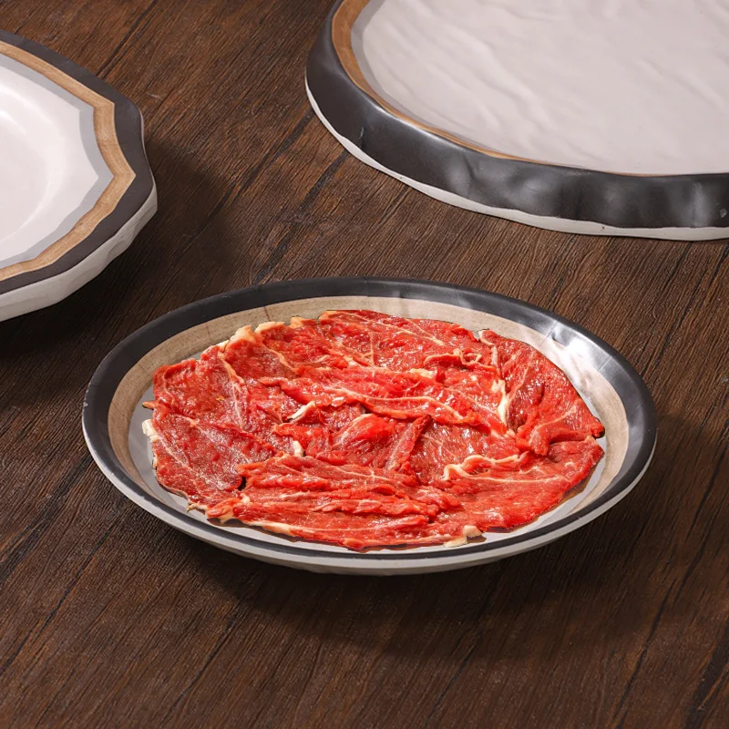 Creative Flat Plates for BBQ Hotpot Sushi Commercial Restaurant Dishware Round Serving Trays 2