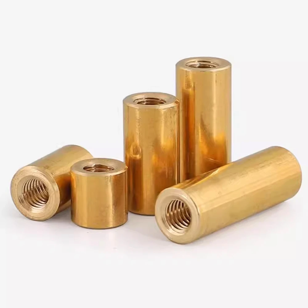 Brass Copper Round Coupling Nuts 1/4-20 UNC Lengthened Extend Connector Joint Sleeve Nuts