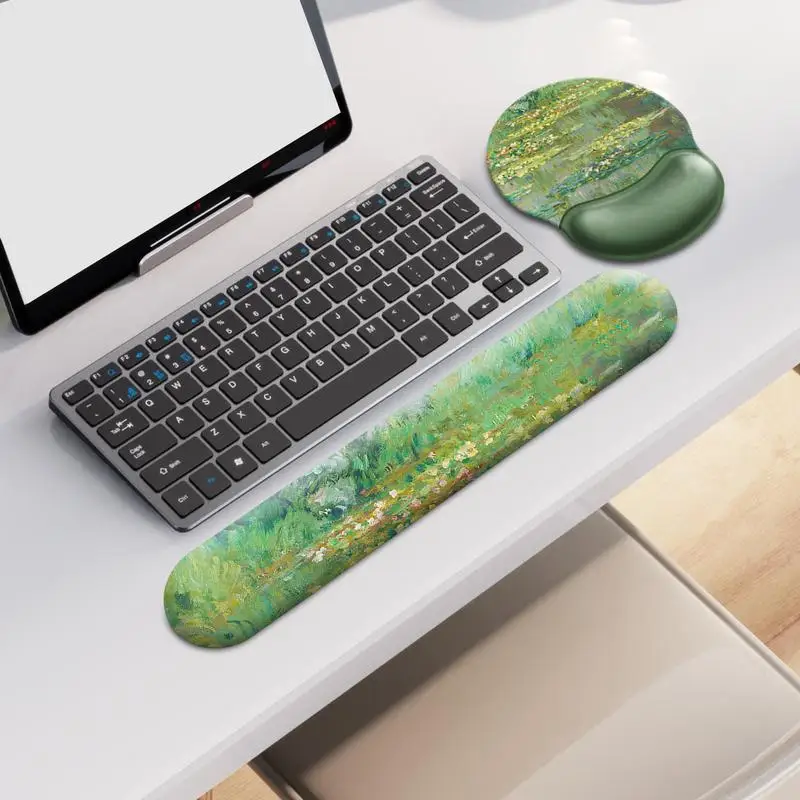 Wrist Rest Keyboard Water Lily Ergonomic Mice Pad Wrist Support Foam Game Mice Pad Palm Support With Non-Slip Base For Keyboard