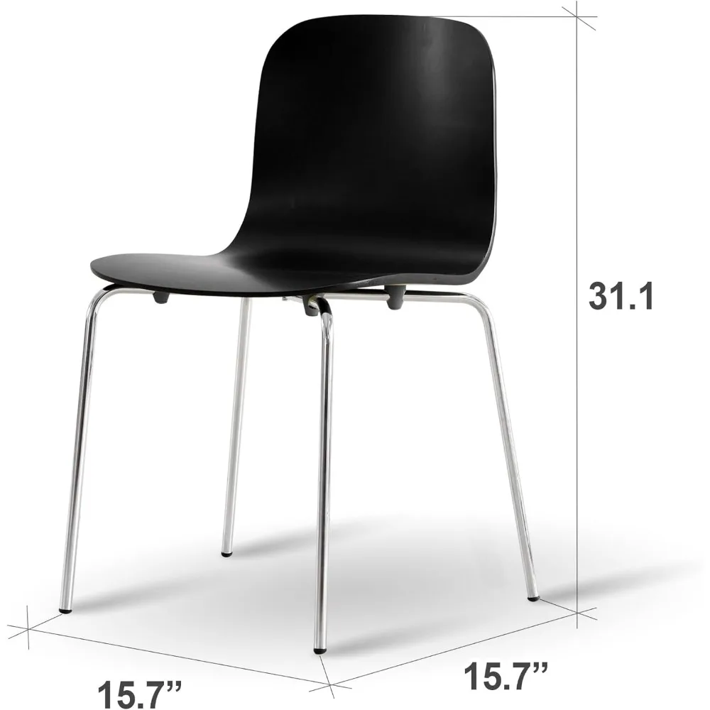 زوج من كراسي تناول الطعام الخشبية الحديثة في منتصف القرن، تصميم Bentwood المعاصر مع الفولاذ، كراسي مطبخ بدون ذراع