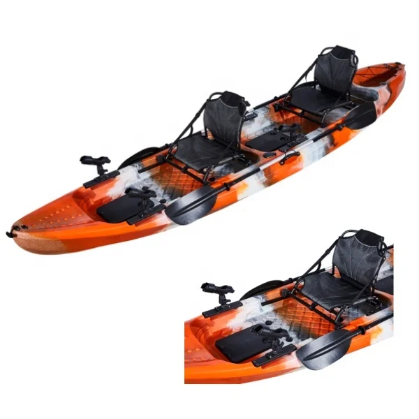 2024 Double Person 2 Adult 1 Kid Three Seating 13.12 FT(HD) Fishing Kayak Sit On Top  Plastic Boat With Accessory