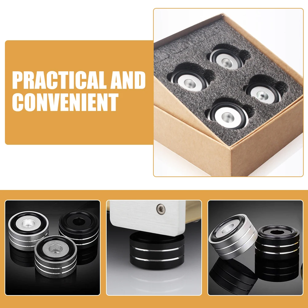 

4Pcs Speaker Isolation Feet Non-Slip Speaker Feet Pads Rubber Rings Anti-Slip Shockproof Aluminum Alloy Amplifier Cushions