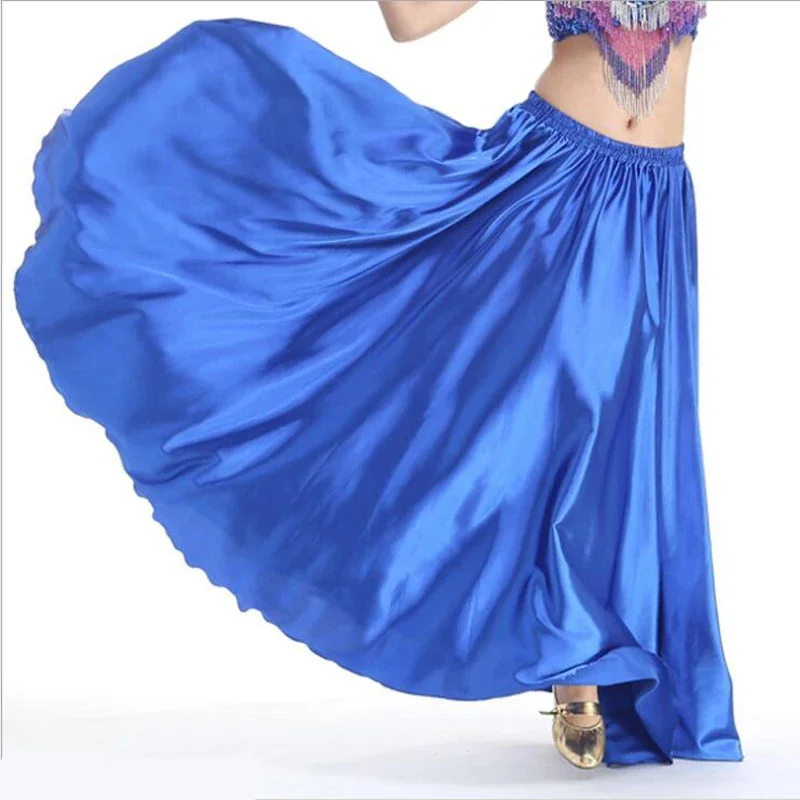 Full Circle Satin Long Skirt Adult Belly Dance Costumes Female Women Tribal Ballroom Dance Dresses/Flamenco Skirt Costumes